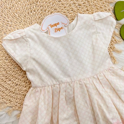 Conj. Bolerinho de Pelinho e Vestido Ursinhas - Rosa Bebê e Off White
